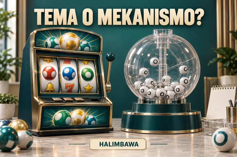 Original lottery illustration: Visual theme versus actual mechanics. Sample labels, not actual results.